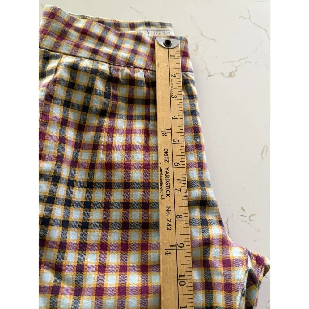 Free People Mint Ella Kick Plaid High Rise Ankle Skinny Trousers Womens Size 25